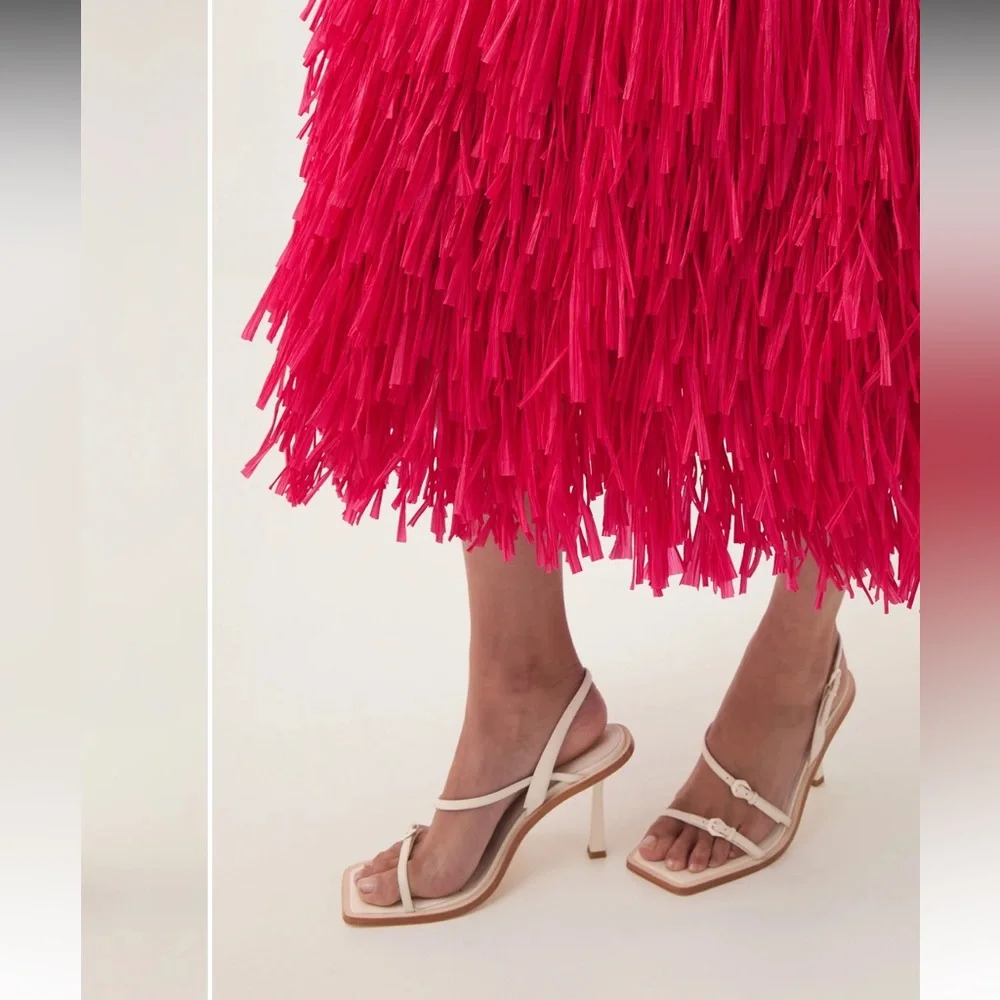 Aje Rushes Raffia Knit Midi Dress in Deep Fuschia Pink size small - Picture 3 of 13